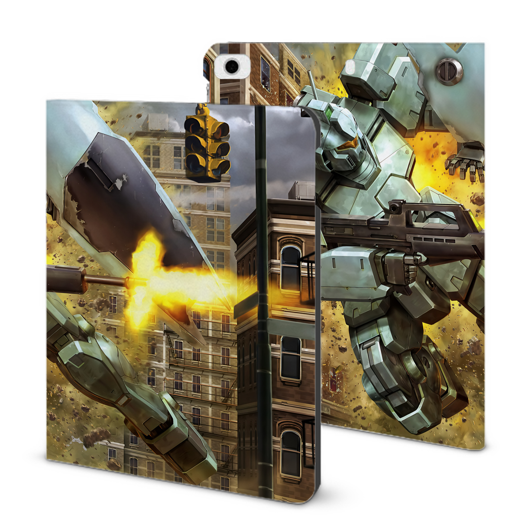 （画像用） 機動戦士ガンダム Mobile Suit Gundam IPad ケース ブック型 PUレザー TPU 耐衝撃 軽量 薄型 ペン収納なし 全面保護 IPad 各モデル対応
